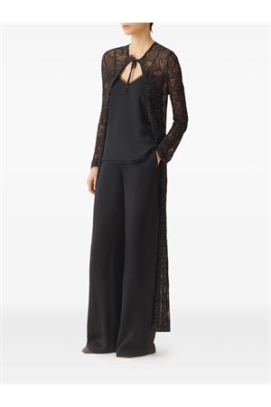 Black tie-neck long-sleeve cardi-coat FABIANA FILIPPI | MAD276F507D8645146